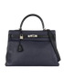 Kelly 35 In Clemence Black/Blue, front view